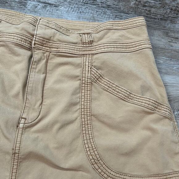 Pilcro Anthropologie Tan Cotton Mini Skirt Contrast Stitching Utility Style - Picture 2 of 6
